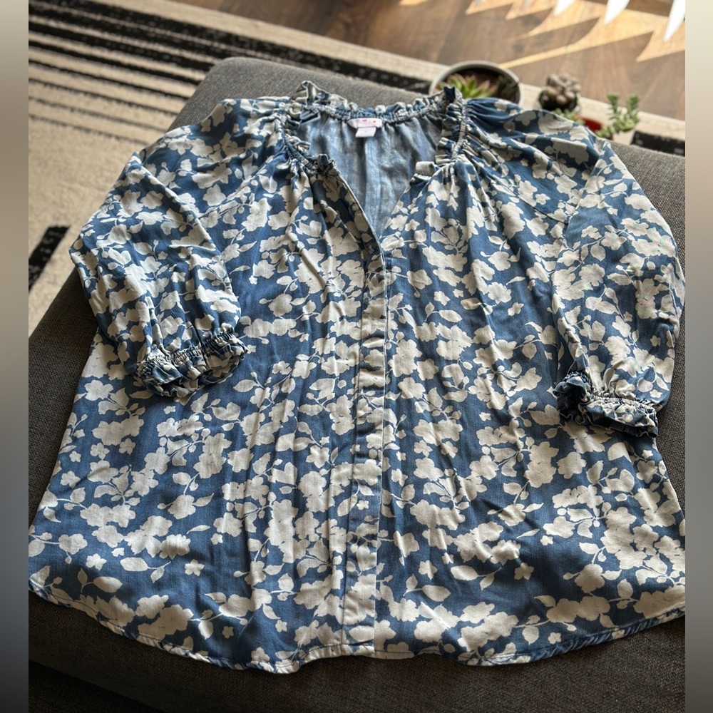Intro. Blue and White Floral Blouse